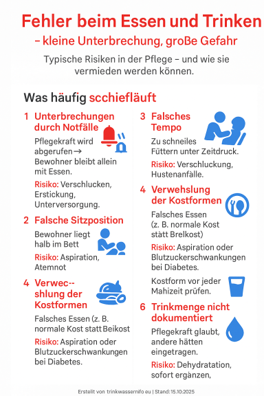 Fehler beim Essen und Trinken in der Pflege: Tipps zur Vermeidung von Unterbrechungen.