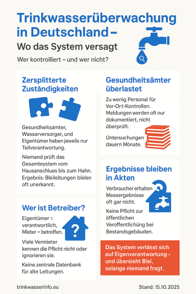 Informationen zur Trinkwasserüberwachung in Deutschland und Systemmängeln.