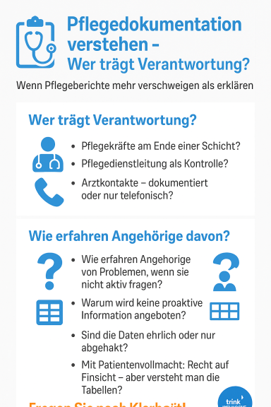 Grafik zur Pflege-Dokumentation mit Informationen zu Verantwortlichkeiten und Angehörigen.